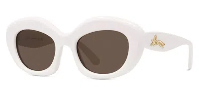 Loewe Curvy Brown Cat Eye Ladies Sunglasses Lw40153i 25e 51 In White