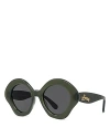 Loewe Curvy Geometric Sunglasses, 49mm In Green/gray Solid