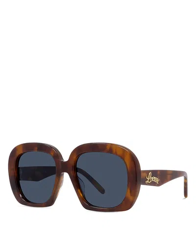 Loewe Curvy Geometric Sunglasses, 53mm In Havana/blue Solid
