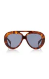 Loewe Curvy Oversized Aviator-frame Acetate Sunglasses In Multi