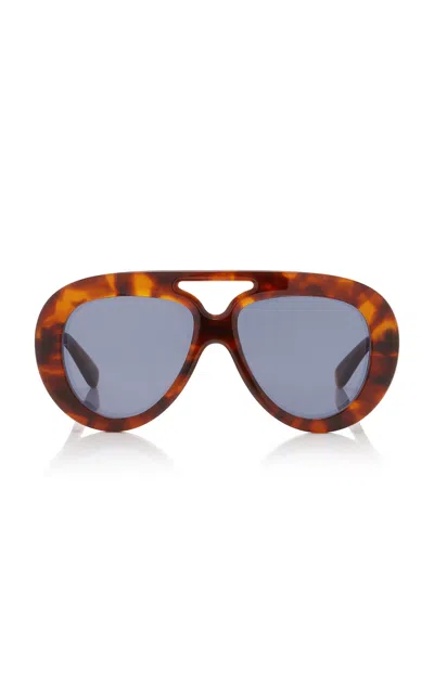 Loewe Curvy Oversized Aviator-frame Acetate Sunglasses In Brown