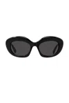 Loewe Curvy Lw40153i Sunglasses In Shiny Black & Smoke