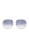 Loewe Metal Logo-print Rectangle Sunglasses In Silver