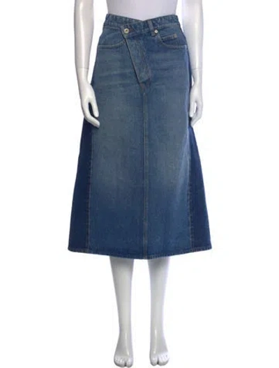 Pre-owned Loewe Cutout Accent Midi Length Skirt In Blue