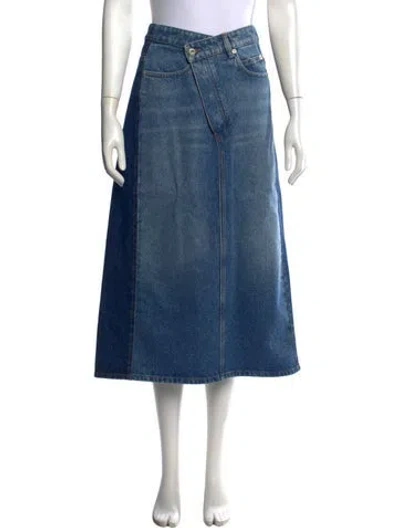 Pre-owned Loewe Cutout Accent Midi Length Skirt In Blue