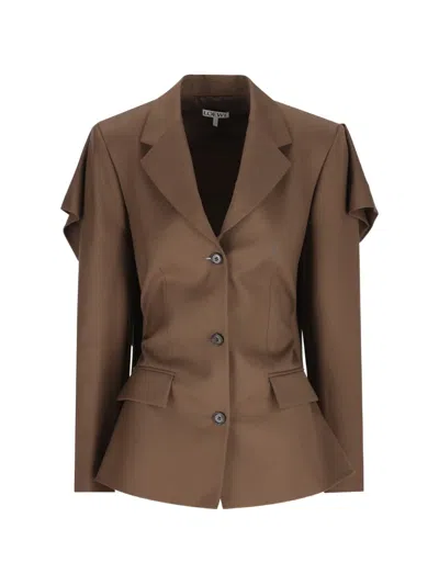 Loewe Cut-out Draped Blazer In Brown