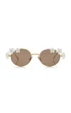 Loewe Daisy Field Round-frame Metal Sunglasses In Gold