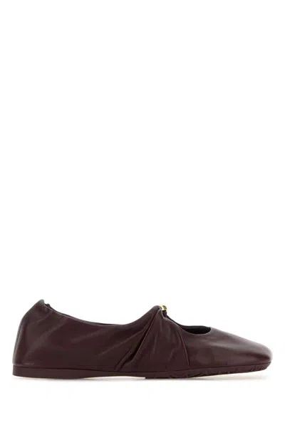 Loewe Nappa Leather Round Toe Ballerina Shoes In Brown