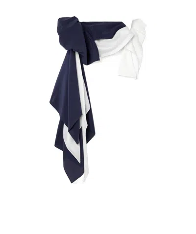 Loewe Dark Blue Logo Pendant Silk Belt In Multi