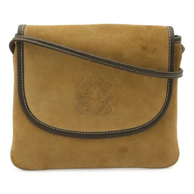 Pre-owned Loewe Dark Brown Khaki Suede Pochette Shoulder Bag () In Dark Brown, Khaki
