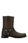 LOEWE DARK BROWN LEATHER CAMPO BIKER BOOTS