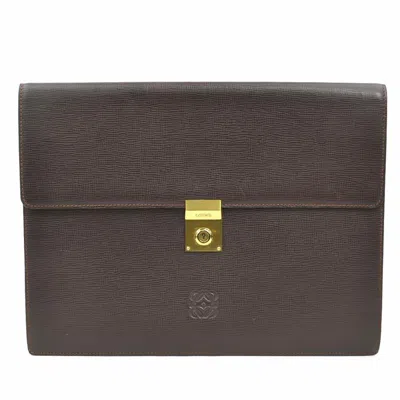 Pre-owned Loewe Dark Brown Leather Clutch Bag ()