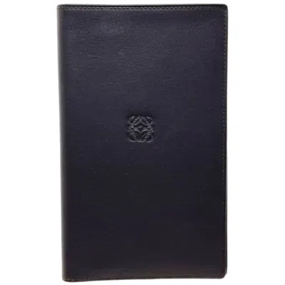 Pre-owned Loewe Dark Brown Leather Long Bill Wallet (bi-fold) ()