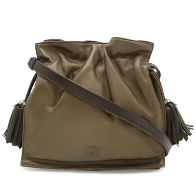 Pre-owned Loewe Dark Brown Metallic Bronze Nappa Leather Pochette Shoulder Bag () In Dark Brown, Metallic Bronze