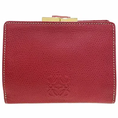 Pre-owned Loewe Dark Brown Red Color Leather Wallet (bi-fold) ()