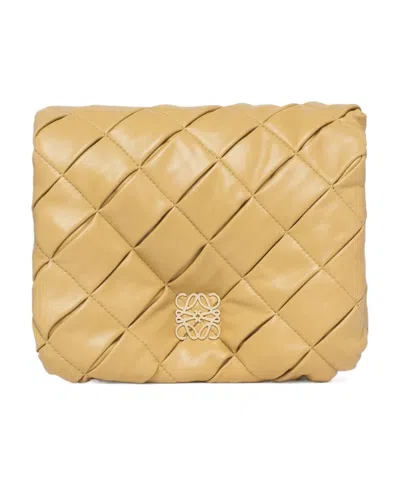 Loewe Puffer Goya In Pleated Shiny Nappa Lambskin In Yellow