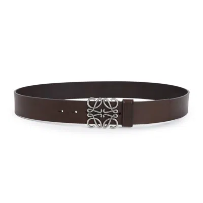 LOEWE LOEWE DARK CIGAR BROWN CALF SKIN ANAGRAM 4CM BELT