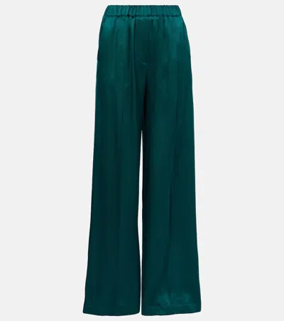 Loewe Silk Satin Pajama Pants In Dark Green
