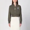 Loewe Chic Dark Green Cropped Bomber Jacket In Green