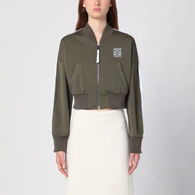 LOEWE LOEWE DARK GREEN BOMBER JACKET IN TECHNICAL JERSEY
