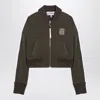 Loewe Chic Dark Green Cropped Bomber Jacket In Green
