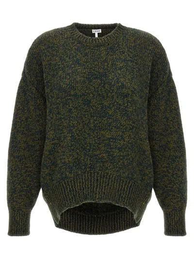 LOEWE WOMEN DARK GREEN DOUBLE NECK SWEATER, S LUXURY SWEATERS & KNITWEAR FOR WOMEN DARVEYS