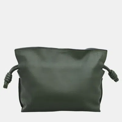Pre-owned Loewe Dark Green Leather Mini Flamenco Clutch
