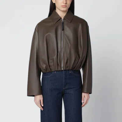 Loewe Dark Green Leather Zip Bomber