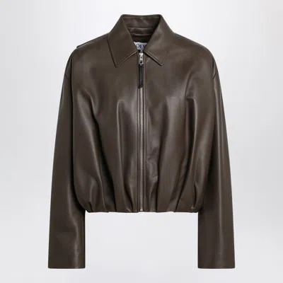Loewe Dark Green Leather Zip Bomber