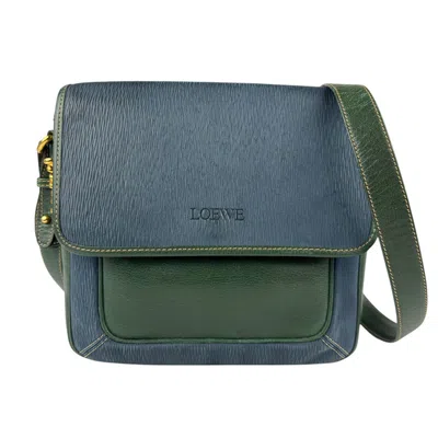 Pre-owned Loewe Dark Green Navy Leather Shoulder Bag ()
