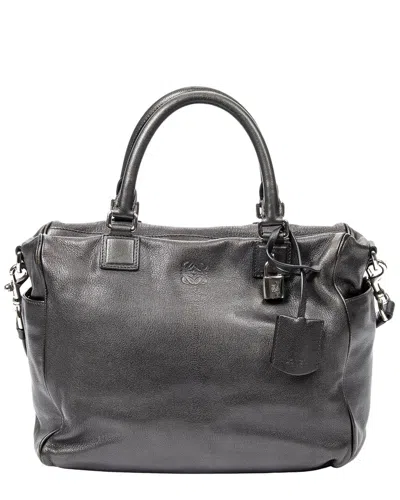 Loewe Dark Grey Goatskin Leather Convertible Zip Tote (authentic Pre-loved) In Black