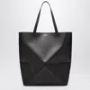 Loewe Puzzle Fold Medium Tote Bag In Shiny Leather In Gray