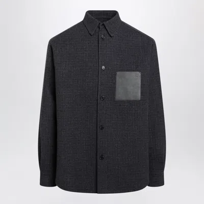 Loewe Dark Navy Shirt Jacket With Anagram Pocket In Black