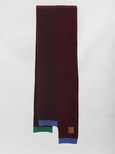 Loewe Dark Red 30x178 Asymmetric Wool Scarf In Burgundy