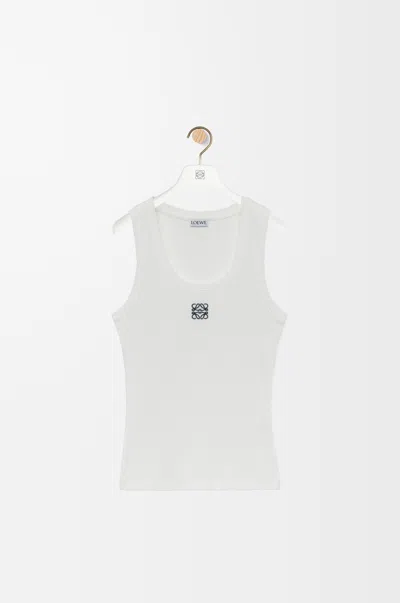 Loewe Anagram-embroidered Ribbed-knit Tank Top In White