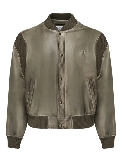 Loewe Debossed-logo Bomber Jacket In Green