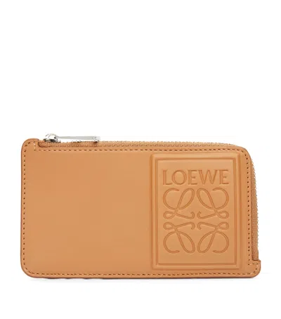 Loewe Debossed Logo Card Holder In Beige