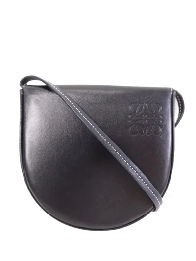 Pre-owned Loewe Debossed-anagram Shoulder Bag In Black