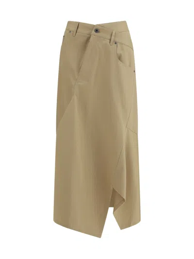 Loewe Deconstructed Asymmetric Cotton Skirt In Brown