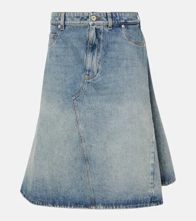 Loewe Deconstructed Denim Midi Skirt In Blue
