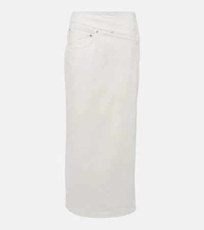Loewe Deconstructed Denim Midi Skirt In White