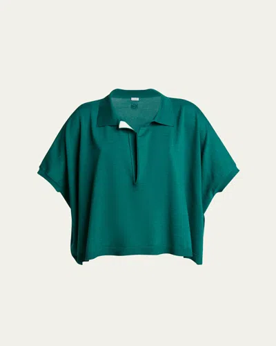 Loewe Deep V-neck Johnny Collar Wool Sweater In Green