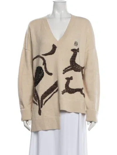 Pre-owned Loewe Deer Graphic Print Sweater In Neutral