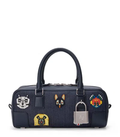 Loewe Denim Amazona Cats 23 Top Handle Bag In Blue
