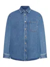 Loewe Anagram Logo-embroidered Denim Overshirt In Blue