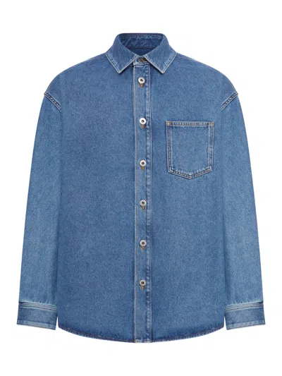Loewe Anagram Logo-embroidered Denim Overshirt In Blue