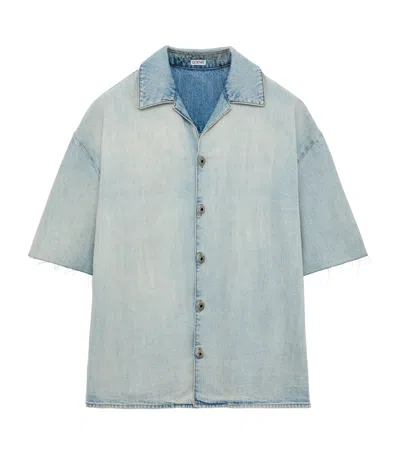 Loewe Camp-collar Denim Shirt In Blue