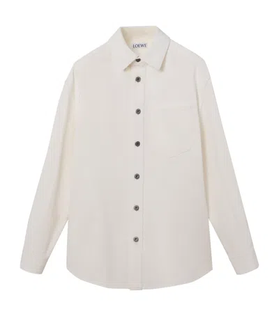 Loewe Denim Anagram-patch Overshirt In Neutral