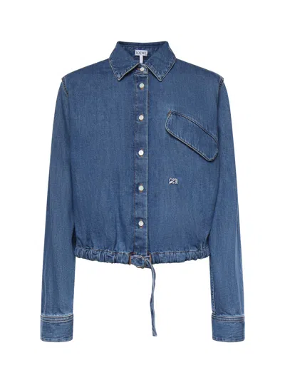 Loewe Denim Belted Shirt In Blue