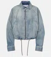 Loewe Balloon Zip-up Drawstring Denim Jacket In Washed Denim